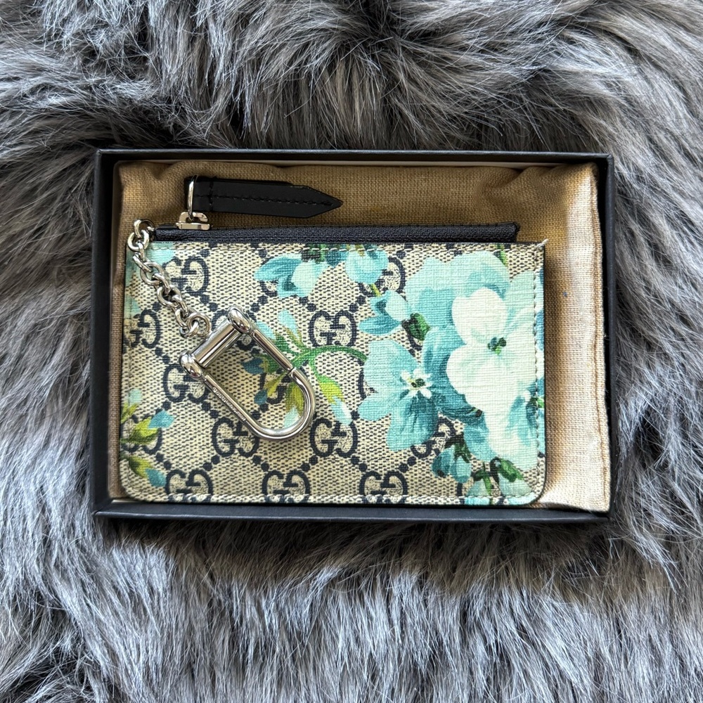 Gucci Blue Floral Key Pouch